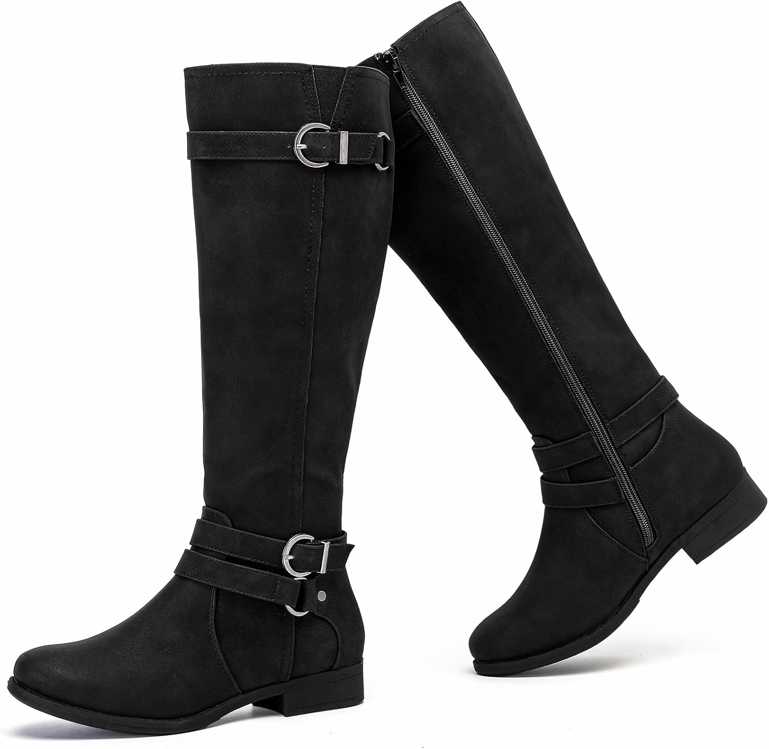 Women's Knee High Boots Classic Comfort Riding Combat Boot Round Toe Side Zipper Long Tall Fall Winter Boots for Women.